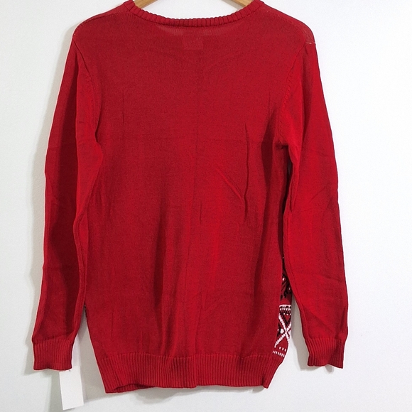 XL Dr.Seuss The Grinch Boys Red Holiday Christmas Graphic Knit Crewneck Sweater - Picture 2 of 3